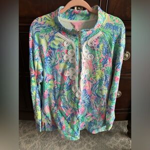 Lilly Pulitzer Mermaid Cove Skipper Popover Sweatshirt Jacket Size Large